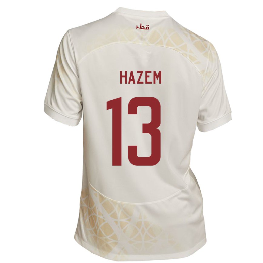 Gyermek Katari Hazem Shehata #13 Arany Bézs Idegenbeli Jersey 22-24 Mez Póló