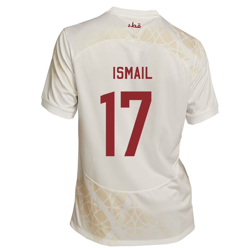 Gyermek Katari Ismail Mohamad #17 Arany Bézs Idegenbeli Jersey 22-24 Mez Póló