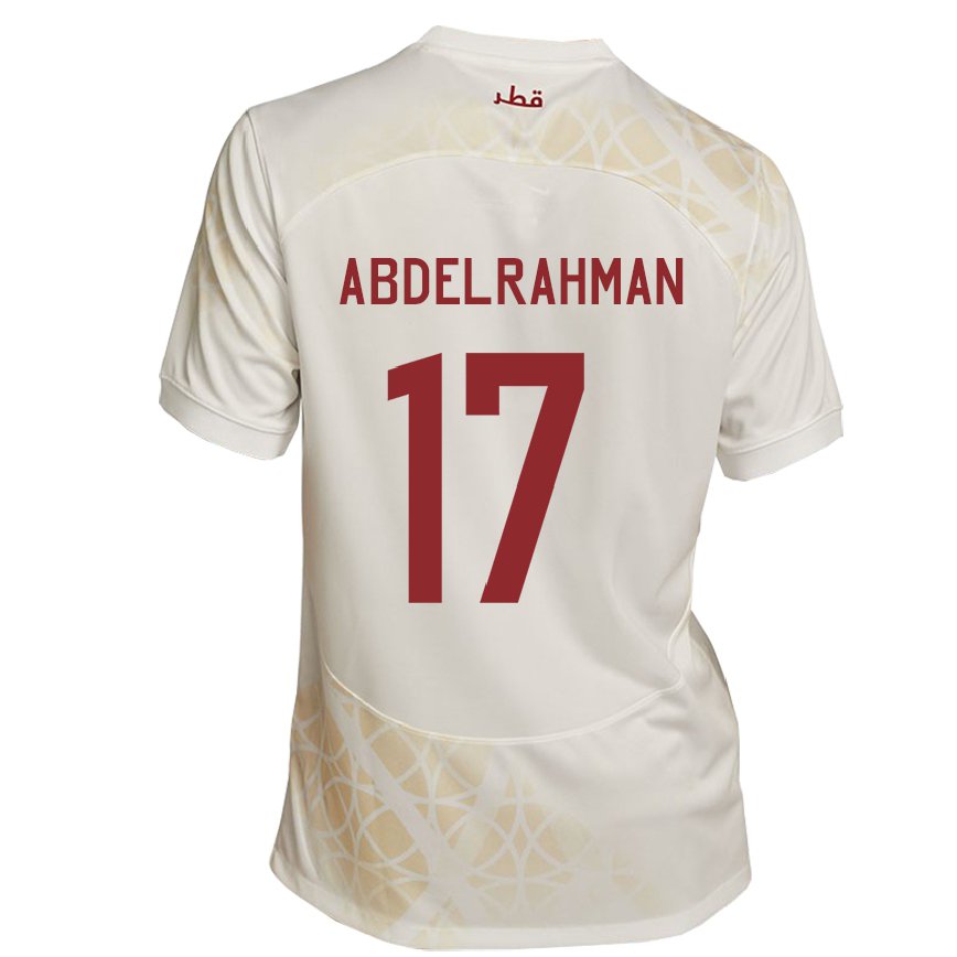 Gyermek Katari Abdelrahman Fahmi Moustafa #17 Arany Bézs Idegenbeli Jersey 22-24 Mez Póló