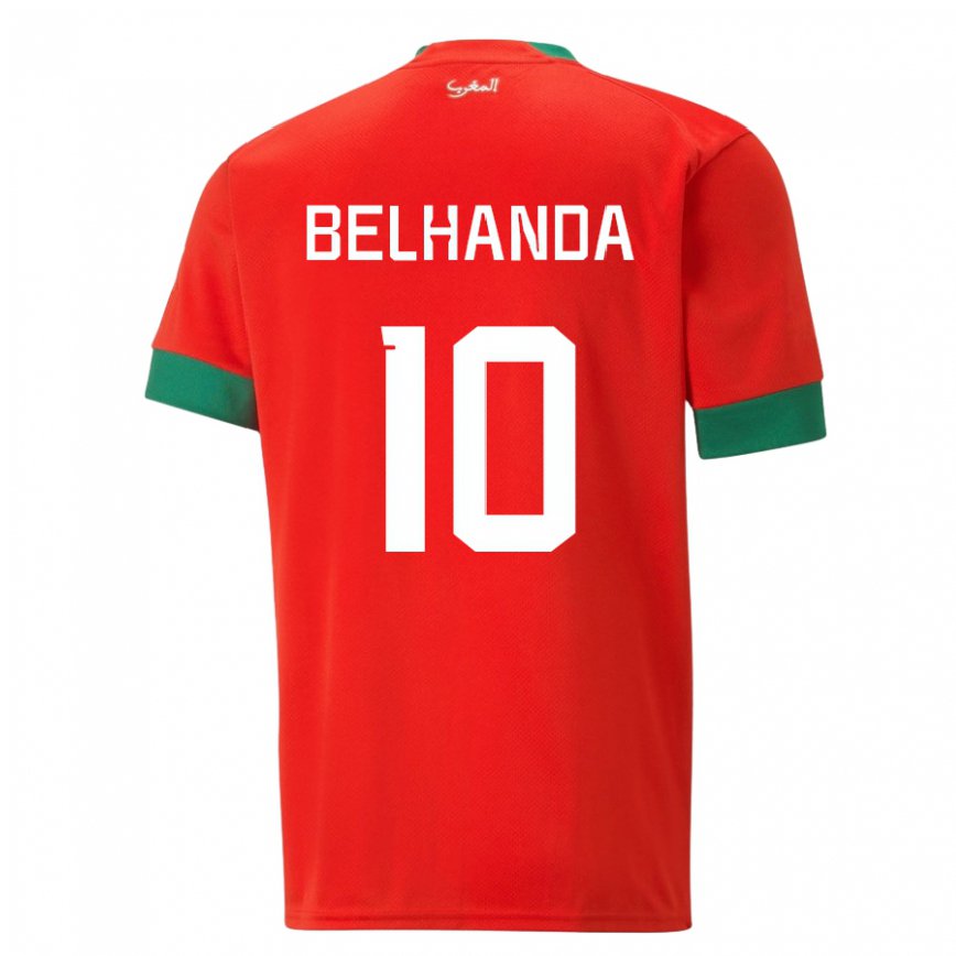 Férfi Marokkói Youness Belhanda #10 Piros Hazai Jersey 22-24 Mez Póló