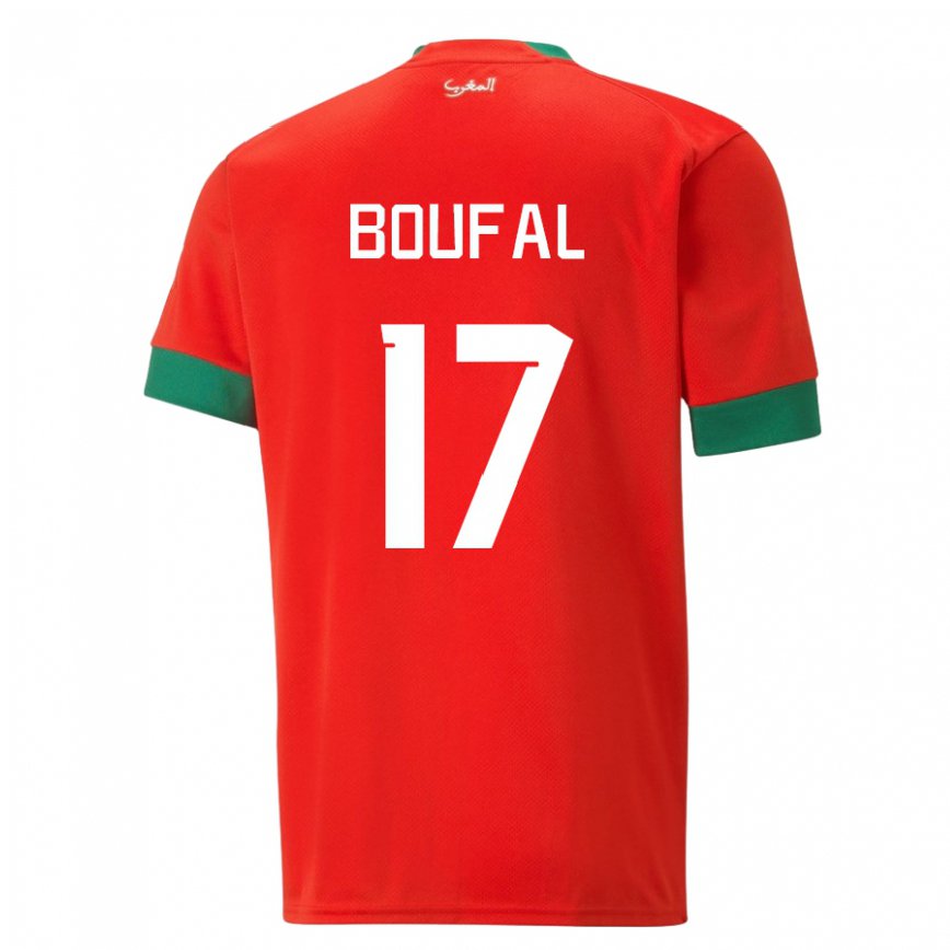 Férfi Marokkói Sofiane Boufal #17 Piros Hazai Jersey 22-24 Mez Póló