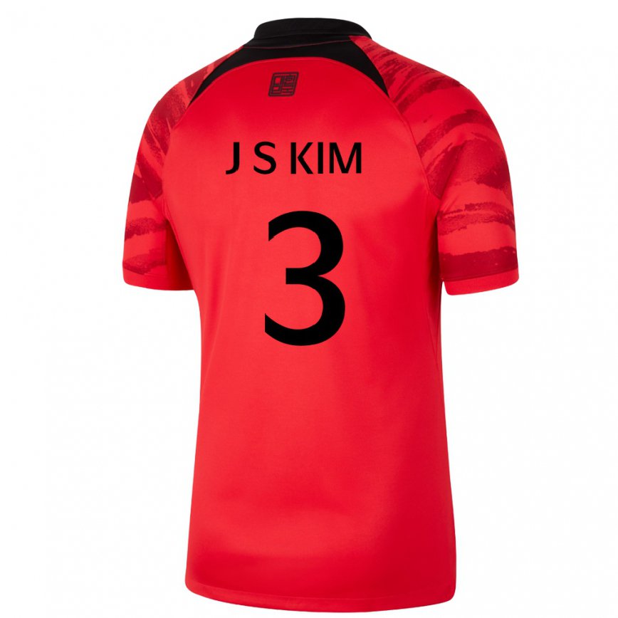 Férfi Dél-koreai Jin-su Kim #3 Piros Fekete Hazai Jersey 22-24 Mez Póló