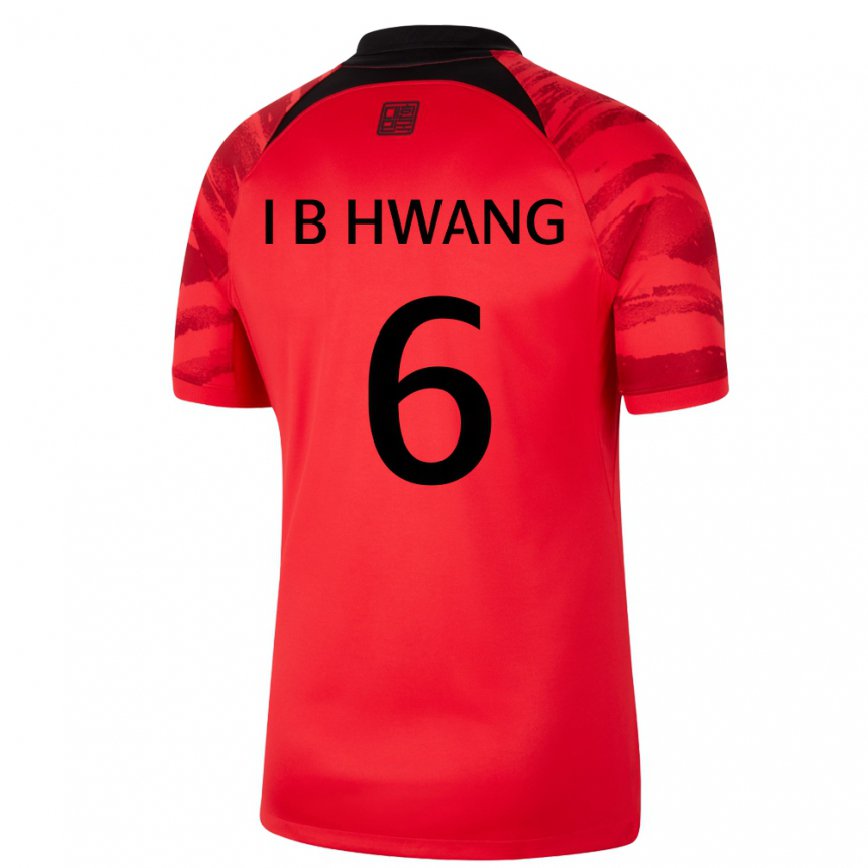 Férfi Dél-koreai In-beom Hwang #6 Piros Fekete Hazai Jersey 22-24 Mez Póló