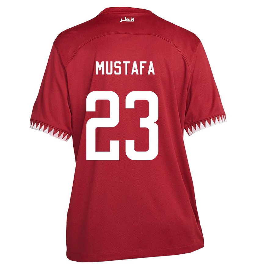 Férfi Katari Mustafa Mashaal #23 Gesztenyebarna Hazai Jersey 22-24 Mez Póló