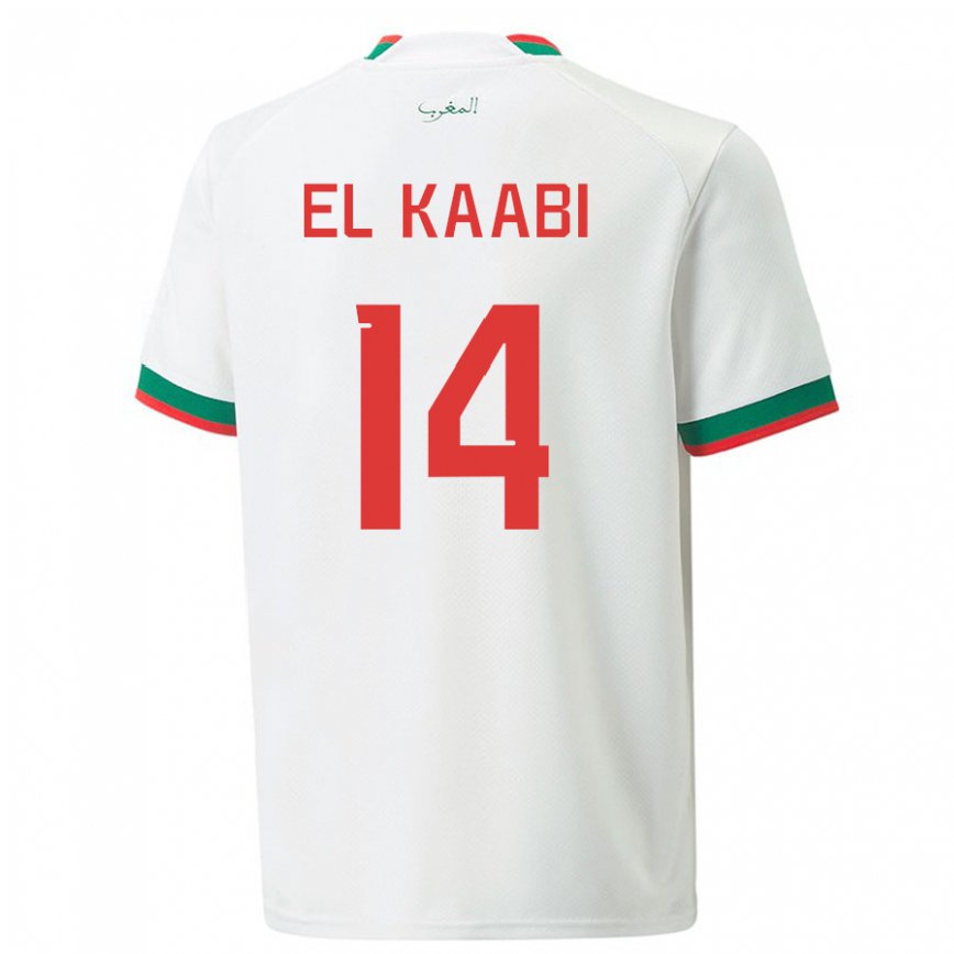 Férfi Marokkói Ayoub El Kaabi #14 Fehér Idegenbeli Jersey 22-24 Mez Póló