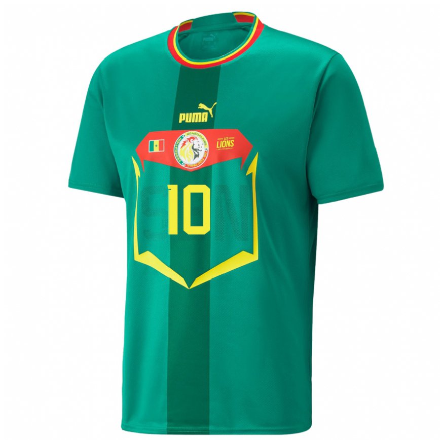 Férfi Szenegáli Sadio Mane #10 Zöld Idegenbeli Jersey 22-24 Mez Póló