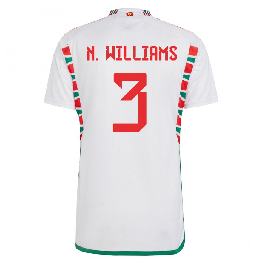 Férfi Walesi Neco Williams #3 Fehér Idegenbeli Jersey 22-24 Mez Póló