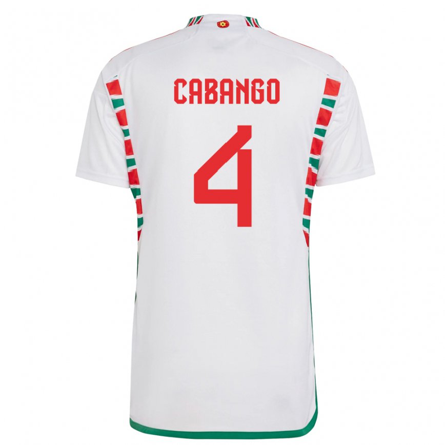 Férfi Walesi Ben Cabango #4 Fehér Idegenbeli Jersey 22-24 Mez Póló