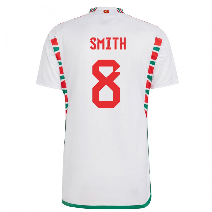 Férfi Walesi Matt Smith #8 Fehér Idegenbeli Jersey 22-24 Mez Póló