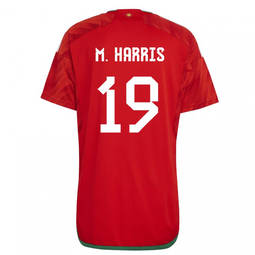 Női Walesi Mark Harris #19 Piros Hazai Jersey 22-24 Mez Póló