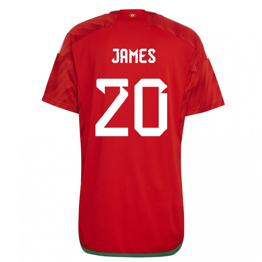 Női Walesi Daniel James #20 Piros Hazai Jersey 22-24 Mez Póló