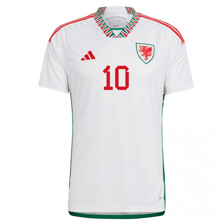 Női Walesi Tyler Roberts #10 Fehér Idegenbeli Jersey 22-24 Mez Póló