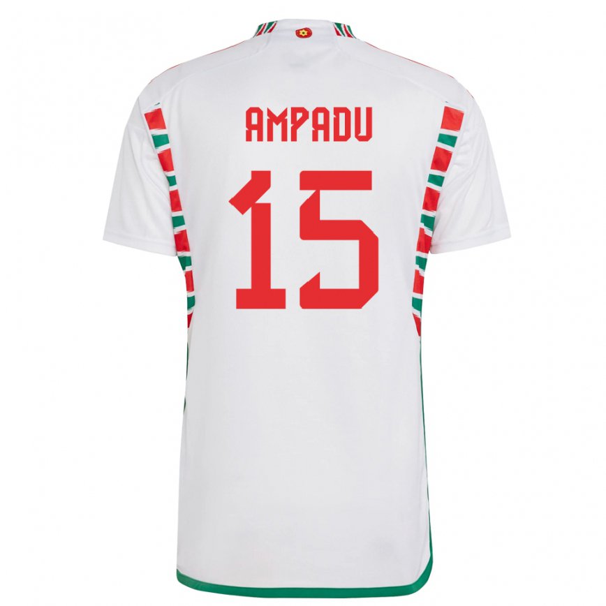 Női Walesi Ethan Ampadu #15 Fehér Idegenbeli Jersey 22-24 Mez Póló