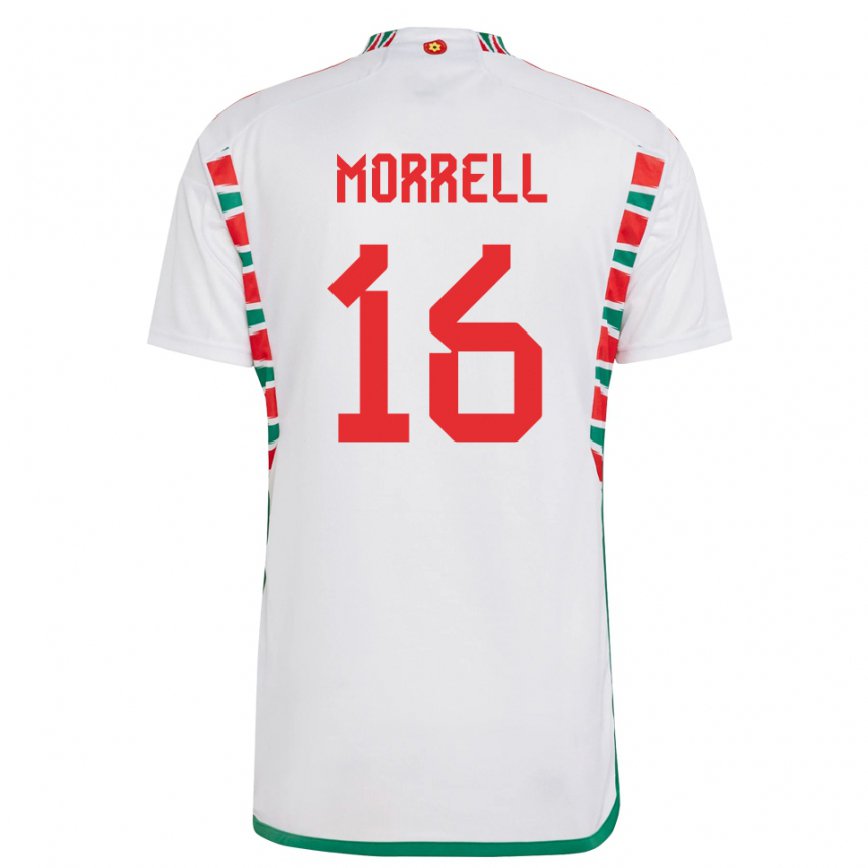 Női Walesi Joe Morrell #16 Fehér Idegenbeli Jersey 22-24 Mez Póló