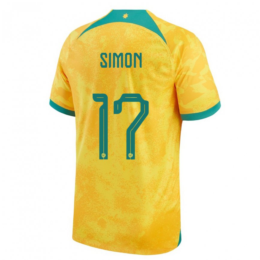 Gyermek Ausztrál Kyah Simon #17 Aranysárga Hazai Jersey 22-24 Mez Póló