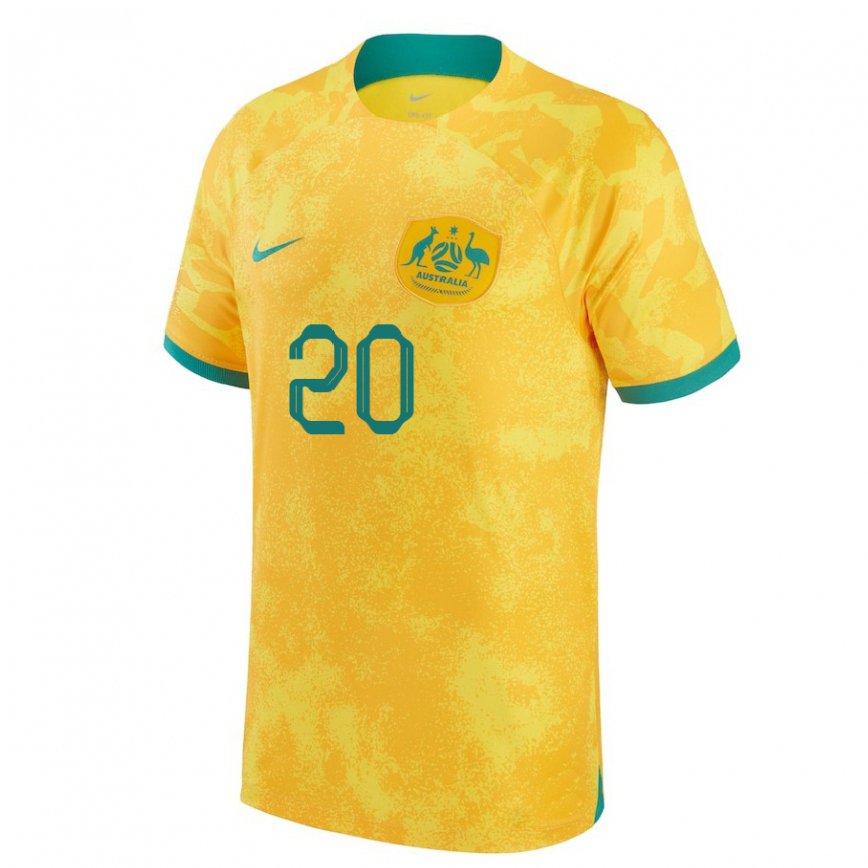 Gyermek Ausztrál Sam Kerr #20 Aranysárga Hazai Jersey 22-24 Mez Póló