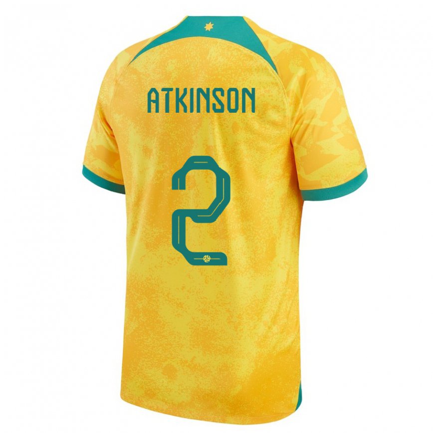 Gyermek Ausztrál Nathaniel Atkinson #2 Aranysárga Hazai Jersey 22-24 Mez Póló