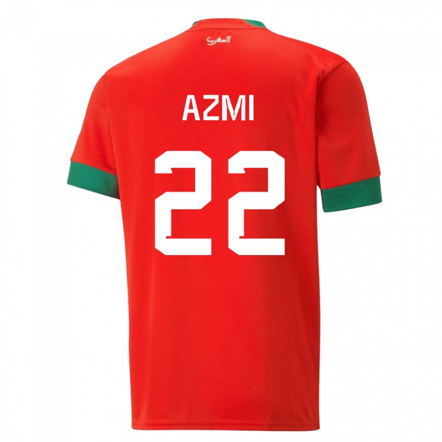 Gyermek Marokkói Ahmed Azmi #22 Piros Hazai Jersey 22-24 Mez Póló