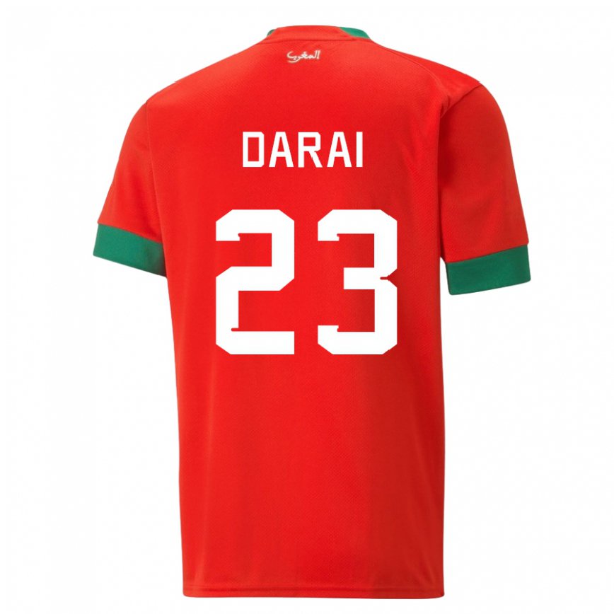 Gyermek Marokkói Hamza Darai #23 Piros Hazai Jersey 22-24 Mez Póló