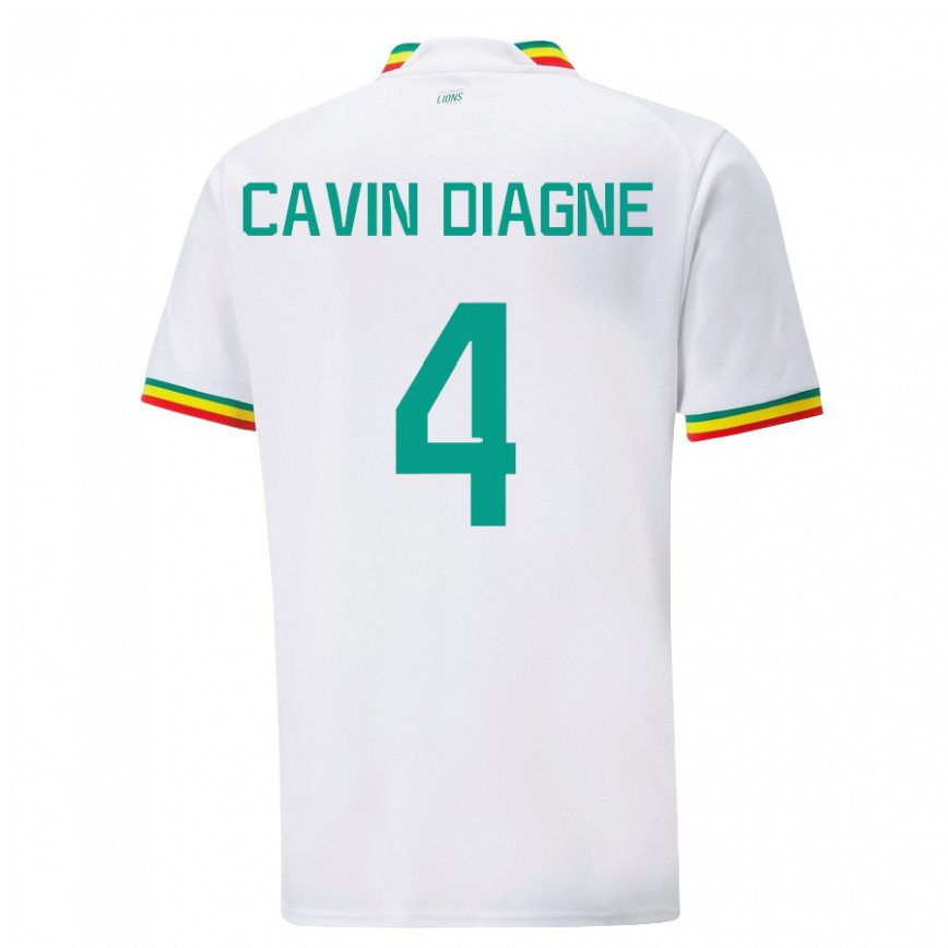 Gyermek Szenegáli Cavin Diagne #4 Fehér Hazai Jersey 22-24 Mez Póló