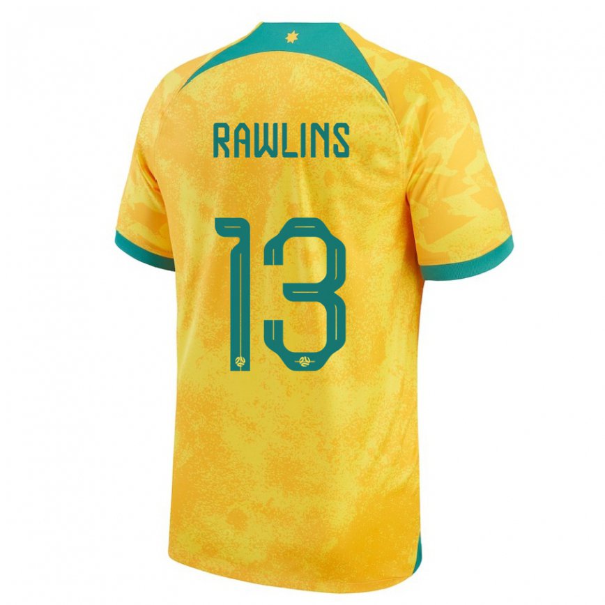 Gyermek Ausztrál Joshua Rawlins #13 Aranysárga Hazai Jersey 22-24 Mez Póló