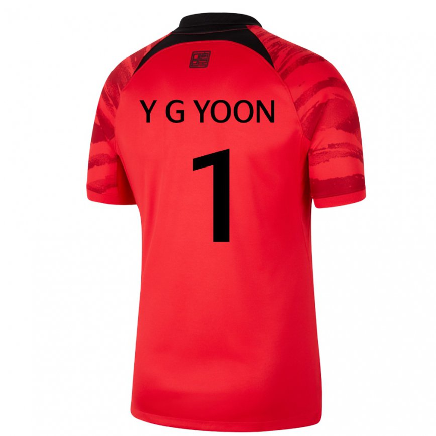 Gyermek Dél-koreai Yoon Young Geul #1 Piros Fekete Hazai Jersey 22-24 Mez Póló