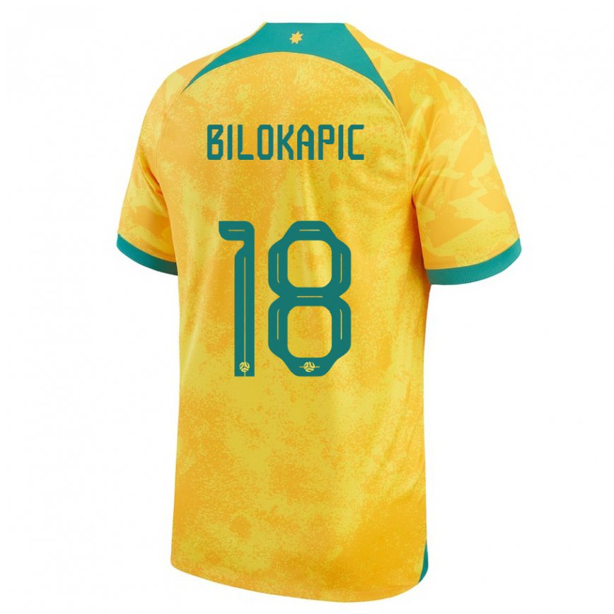 Gyermek Ausztrál Nicholas Bilokapic #18 Aranysárga Hazai Jersey 22-24 Mez Póló