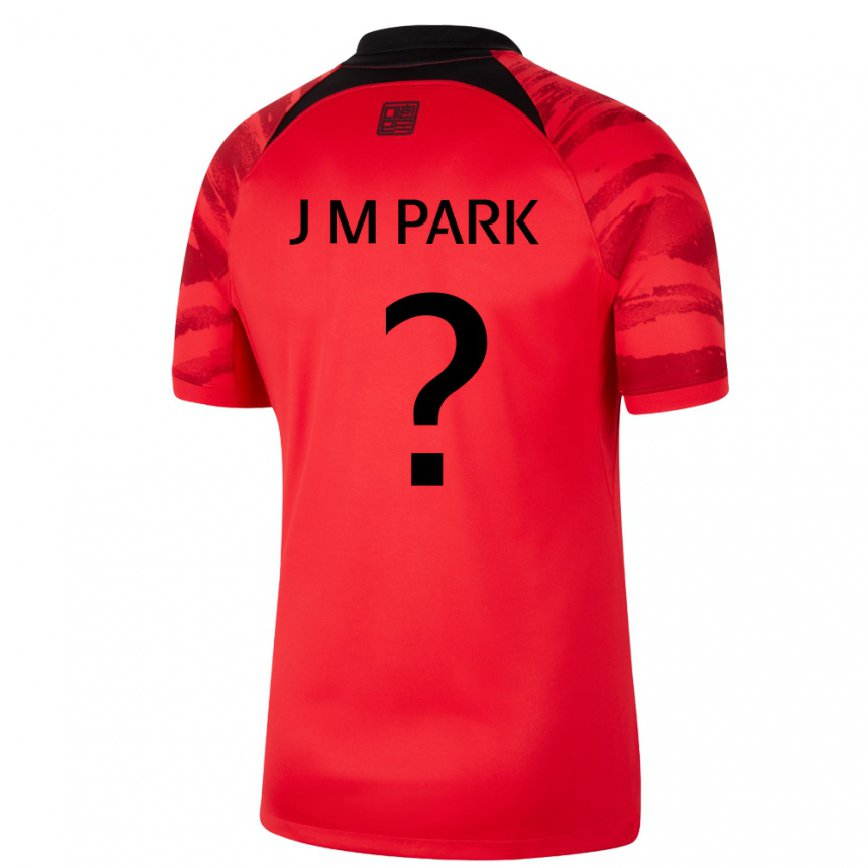 Gyermek Dél-koreai Park Jun Min #0 Piros Fekete Hazai Jersey 22-24 Mez Póló