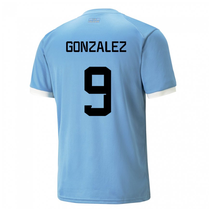 Gyermek Uruguayi Pamela Gonzalez #9 Kék Hazai Jersey 22-24 Mez Póló