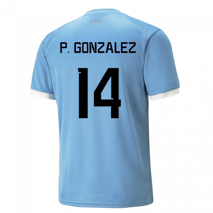 Gyermek Uruguayi Pilar Gonzalez #14 Kék Hazai Jersey 22-24 Mez Póló