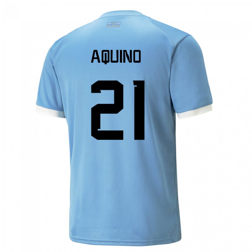 Gyermek Uruguayi Belen Aquino #21 Kék Hazai Jersey 22-24 Mez Póló