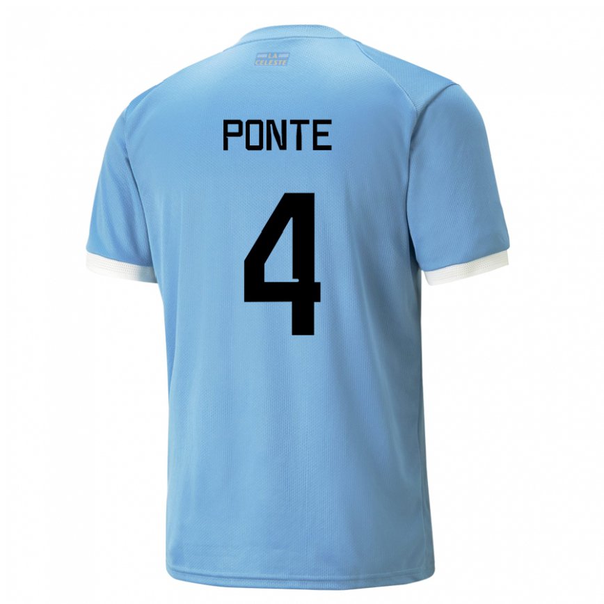 Gyermek Uruguayi Mateo Ponte #4 Kék Hazai Jersey 22-24 Mez Póló