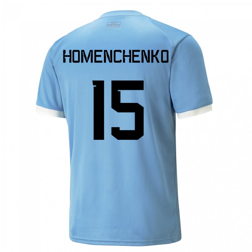 Gyermek Uruguayi Santiago Homenchenko #15 Kék Hazai Jersey 22-24 Mez Póló