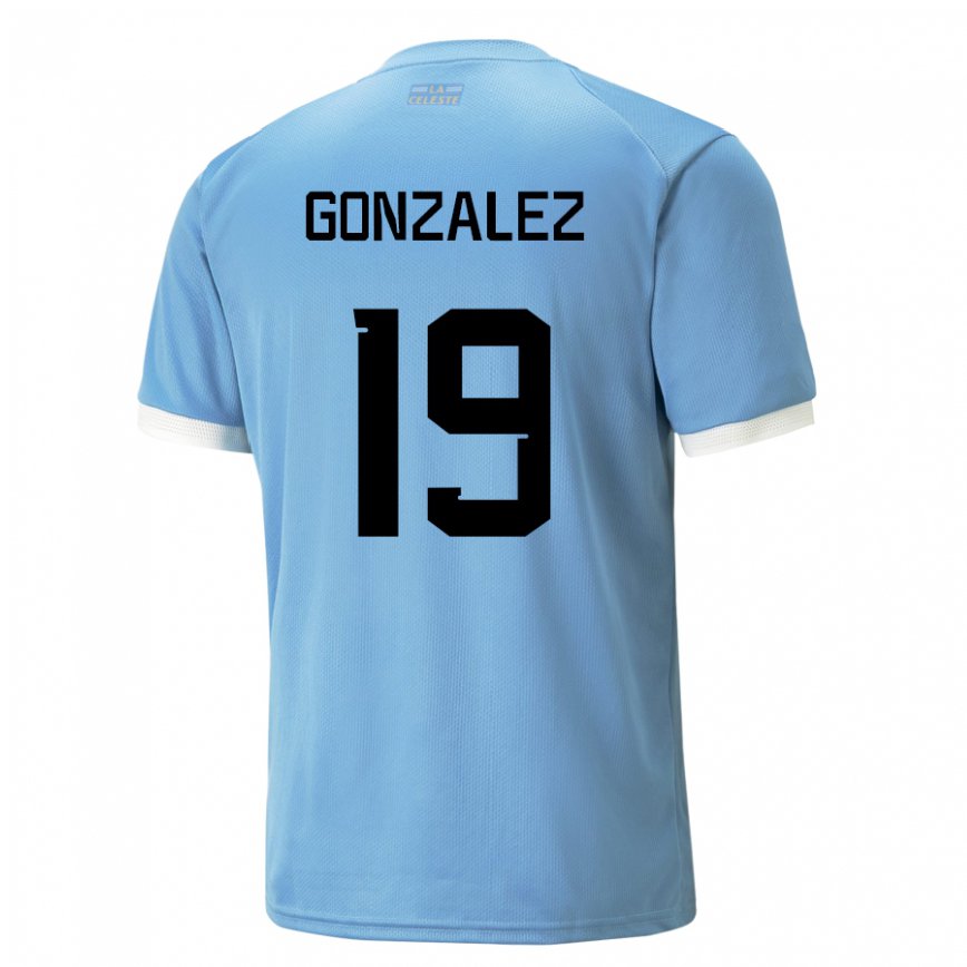 Gyermek Uruguayi Luciano Gonzalez #19 Kék Hazai Jersey 22-24 Mez Póló