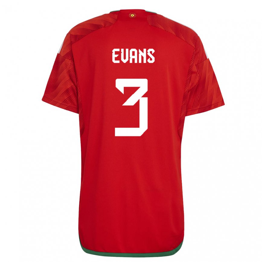 Gyermek Walesi Gemma Evans #3 Piros Hazai Jersey 22-24 Mez Póló