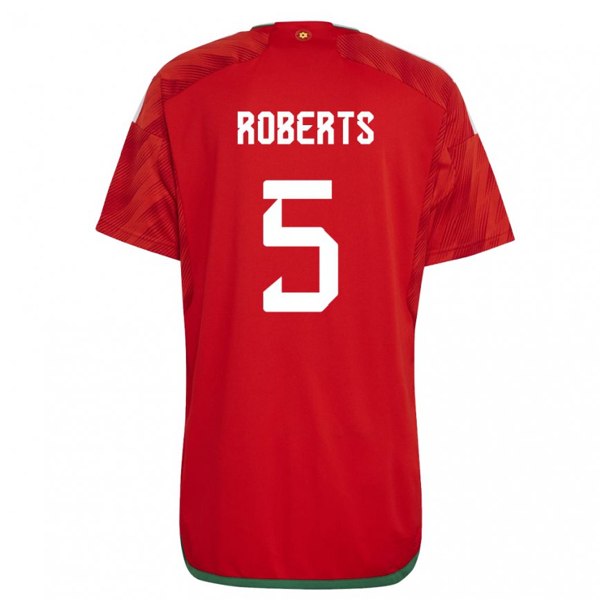 Gyermek Walesi Rhiannon Roberts #5 Piros Hazai Jersey 22-24 Mez Póló