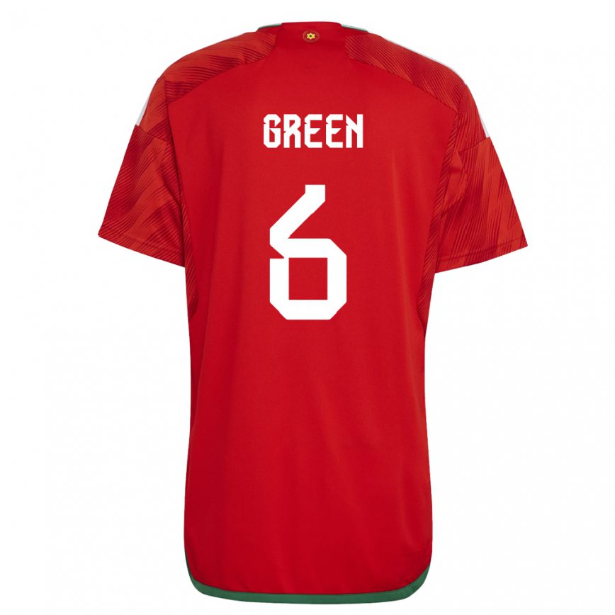 Gyermek Walesi Josephine Green #6 Piros Hazai Jersey 22-24 Mez Póló