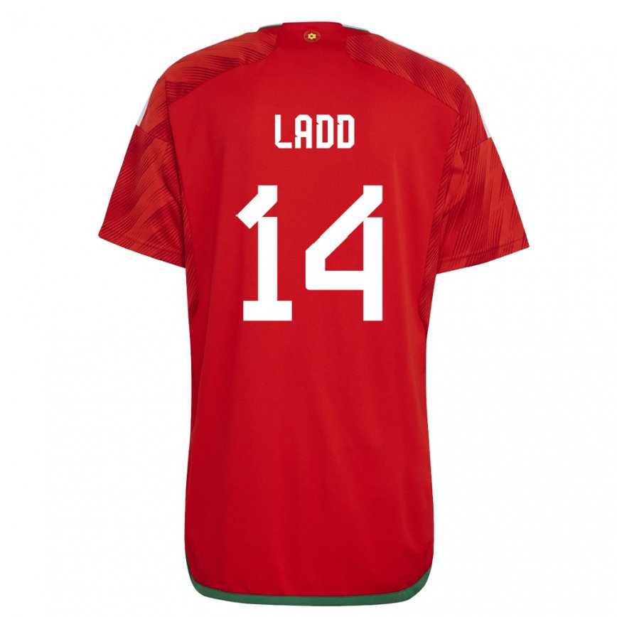 Gyermek Walesi Hayley Ladd #14 Piros Hazai Jersey 22-24 Mez Póló