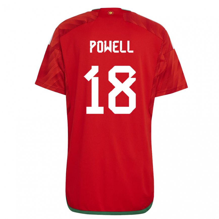 Gyermek Walesi Ella Powell #18 Piros Hazai Jersey 22-24 Mez Póló