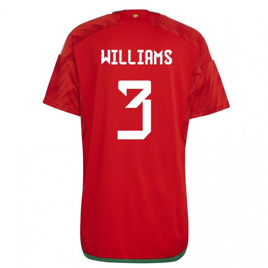 Gyermek Walesi Zac Williams #3 Piros Hazai Jersey 22-24 Mez Póló