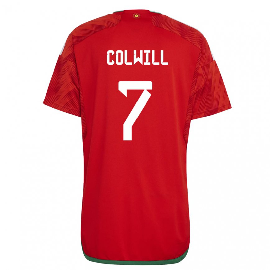 Gyermek Walesi Joel Colwill #7 Piros Hazai Jersey 22-24 Mez Póló