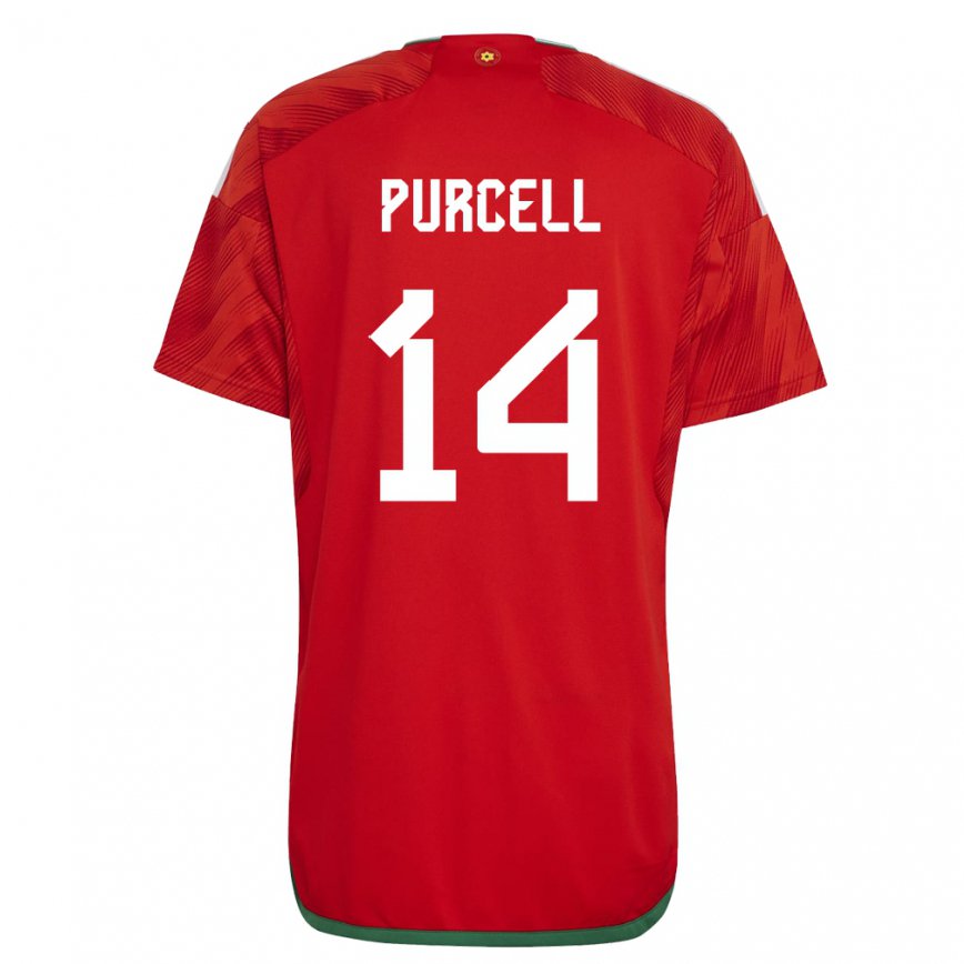 Gyermek Walesi Benjamin Purcell #14 Piros Hazai Jersey 22-24 Mez Póló