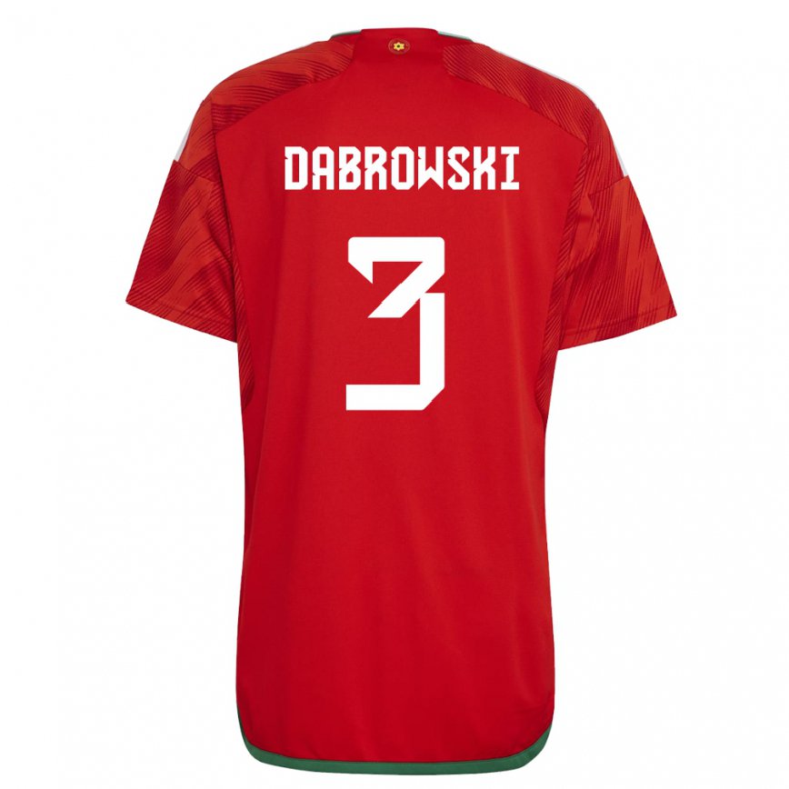 Gyermek Walesi Sebastian Dabrowski #3 Piros Hazai Jersey 22-24 Mez Póló