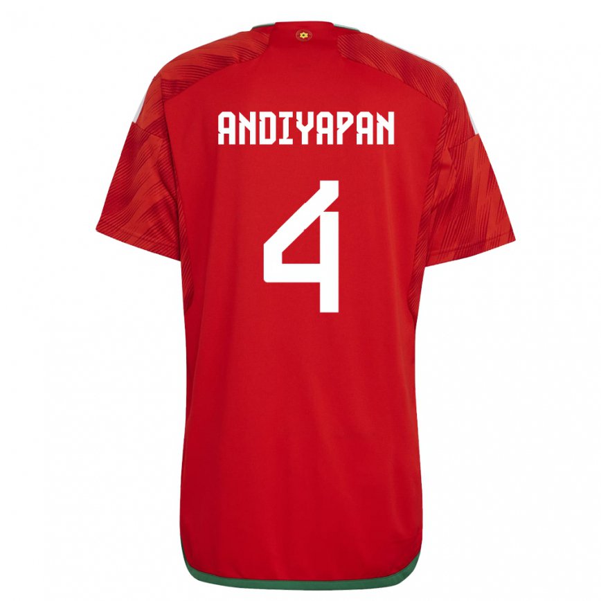 Gyermek Walesi William Andiyapan #4 Piros Hazai Jersey 22-24 Mez Póló