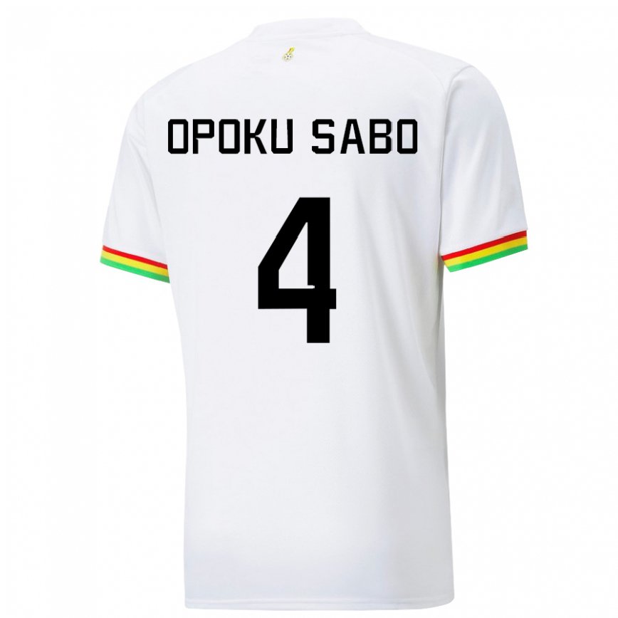 Gyermek Ghánai Alex Opoku Sabo #4 Fehér Hazai Jersey 22-24 Mez Póló