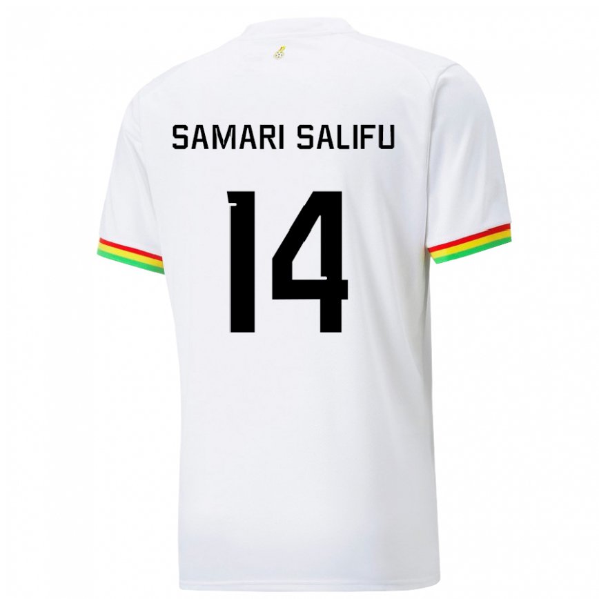 Gyermek Ghánai Abass Samari Salifu #14 Fehér Hazai Jersey 22-24 Mez Póló