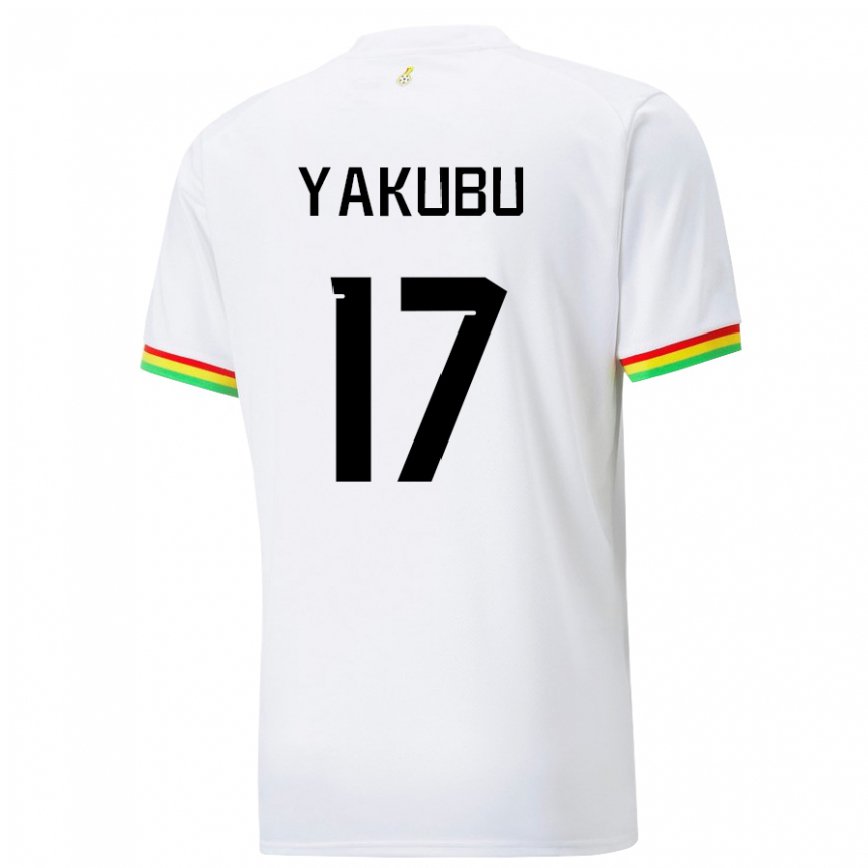 Gyermek Ghánai Mustapha Yakubu #17 Fehér Hazai Jersey 22-24 Mez Póló