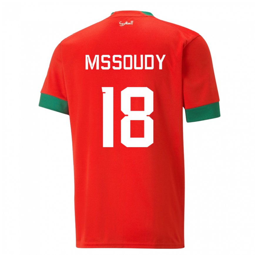 Gyermek Marokkói Sanaa Mssoudy #18 Piros Hazai Jersey 22-24 Mez Póló