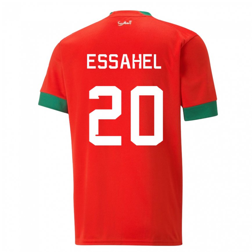 Gyermek Marokkói Mohammed Amine Essahel #20 Piros Hazai Jersey 22-24 Mez Póló