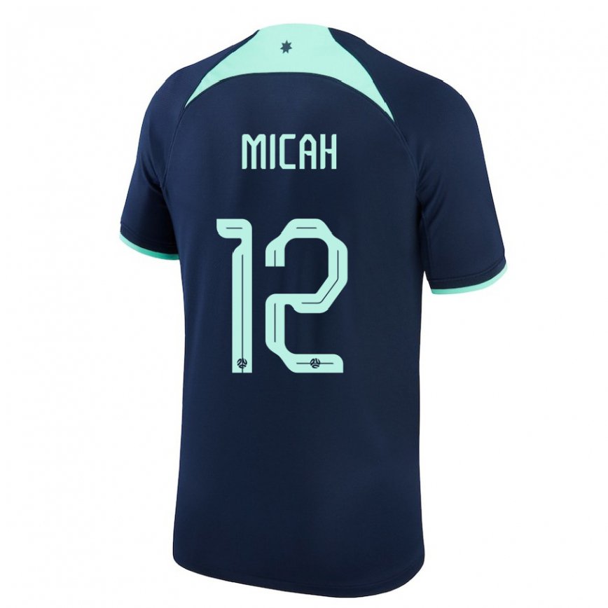 Gyermek Ausztrál Teagan Micah #12 Sötétkék Idegenbeli Jersey 22-24 Mez Póló